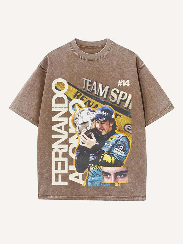 Fernando Alonso Print Round Neck T-shirt