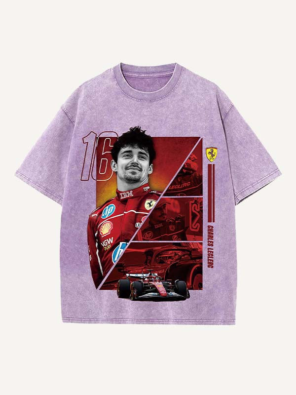 Charles Leclerc Print Round Neck T-shirt