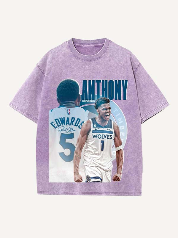 Anthony Edwards Print Round Neck T-shirt