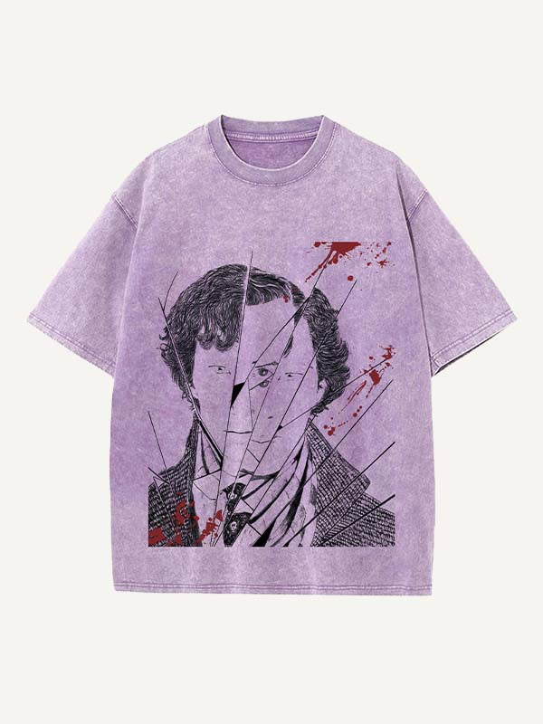Sherlock Print Round Neck T-shirt