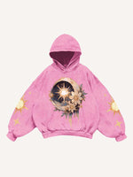 Moon&Sun&Star&Floral&Graphic Print Slant Pockets Hoodie