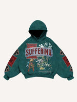 Figure&Money&Cross&Graphic&Letter Print Slant Pockets Hoodie