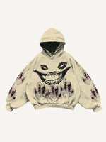 Teeth&Lips&Graphic Print Slant Pockets Hoodie
