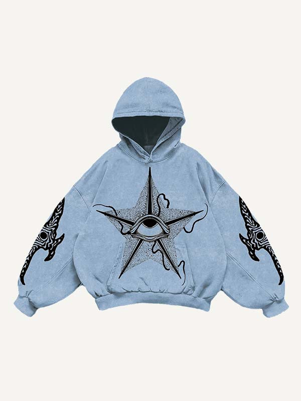 Evil Star&Eye&Graphic Print Slant Pockets Hoodie