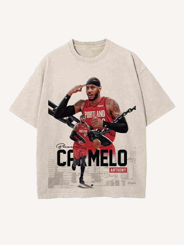 Carmelo Anthony Print Round Neck T-shirt