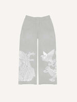Mary&Pray&Pigeon&Letter Faux Rhinestones Print Elastic Waist Pants