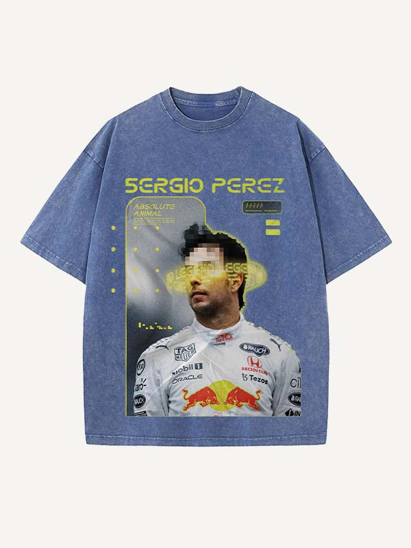 Sergio Perez Print Round Neck T-shirt