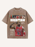 Dennis Rodman Print Round Neck T-shirt