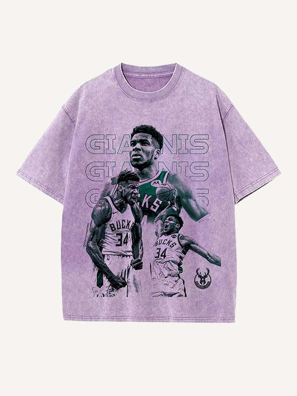 Giannis Antetokounmpo Print Round Neck T-shirt