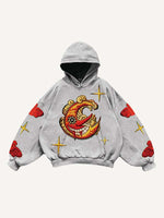 Evil Sun&Moon&Star&Cloud Faux Decal Print Slant Pockets Hoodie