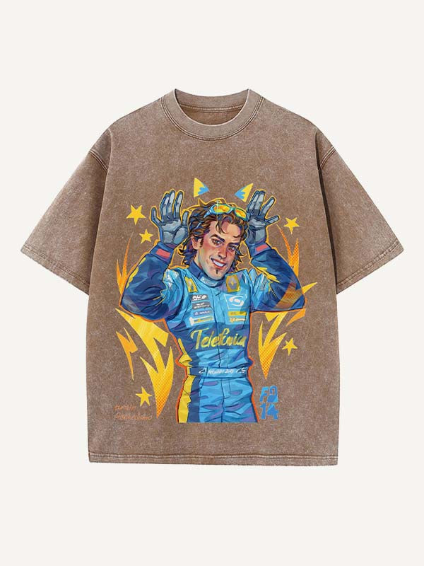 Fernando Alonso Print Round Neck T-shirt