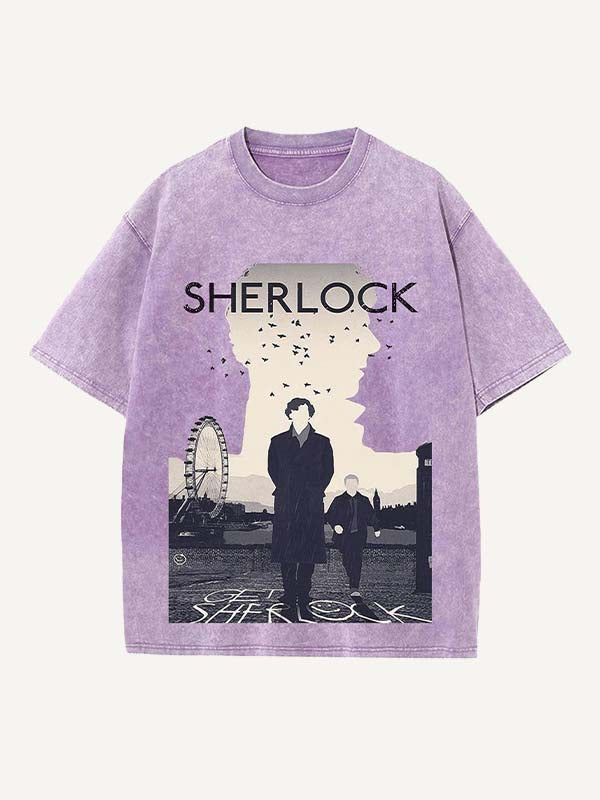 Sherlock Print Round Neck T-shirt