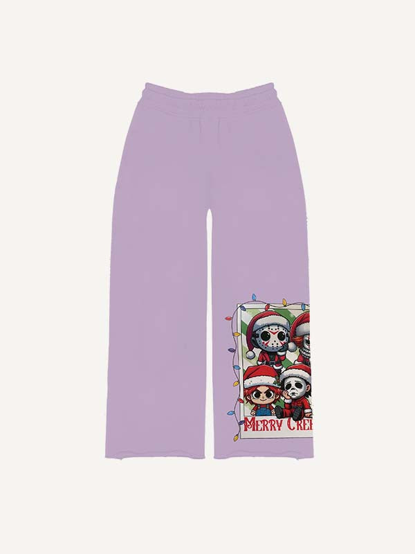 Christmas Horror Print Elastic Waist Pants