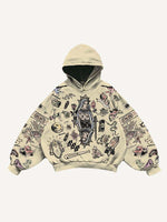 Figure&Graphic Print Slant Pockets Hoodie