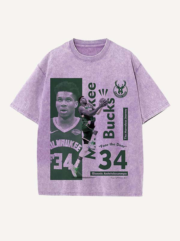 Giannis Antetokounmpo Print Round Neck T-shirt