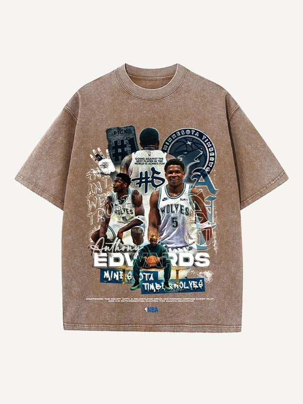 Anthony Edwards Print Round Neck T-shirt