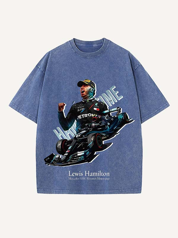 Lewis Hamilton Print Round Neck T-shirt