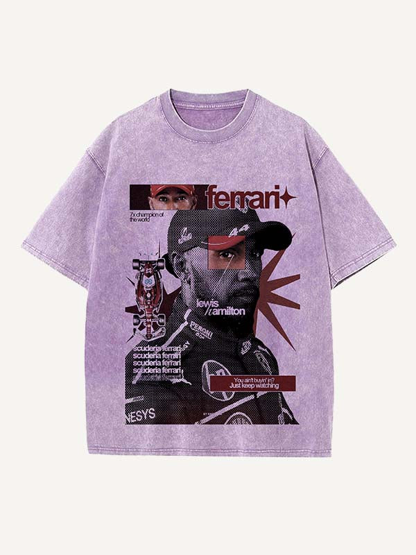 Lewis Hamilton Print Round Neck T-shirt