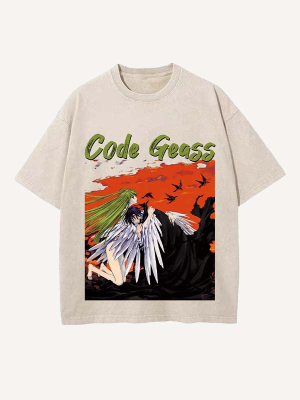 Code Geass Print Round Neck T-shirt