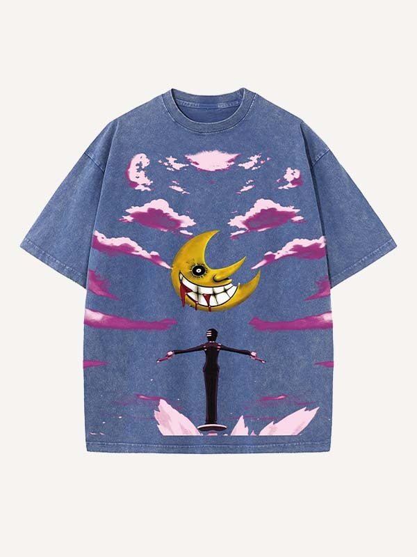 Soul Eater Print Round Neck T-shirt