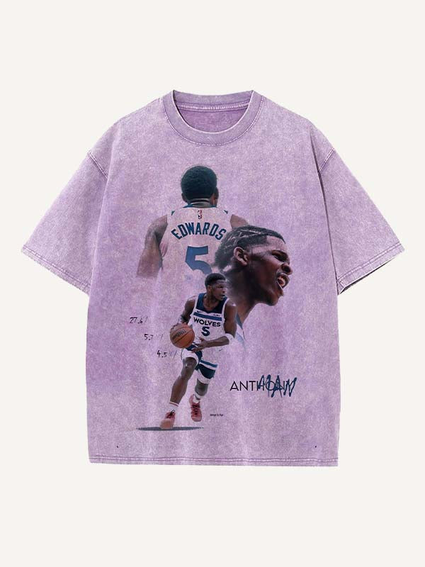 Anthony Edwards Print Round Neck T-shirt
