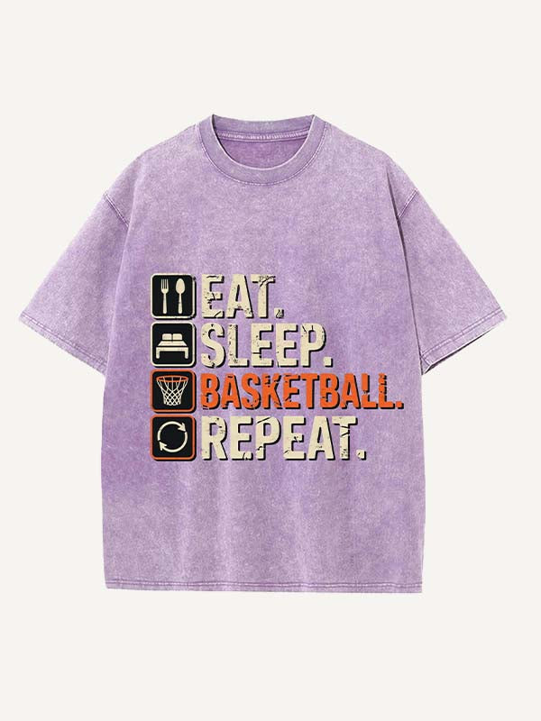Basketball Aesthetic Print Round Neck T-shirt