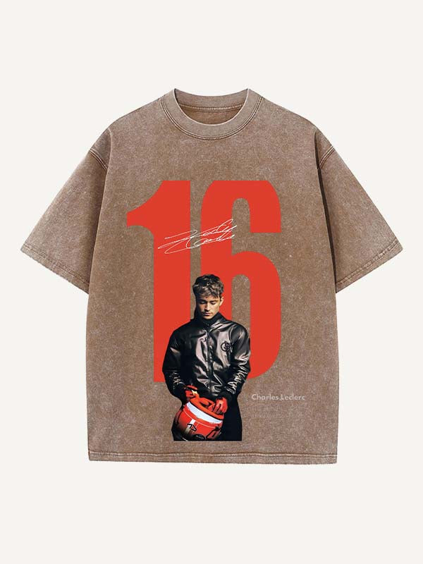 Charles Leclerc Print Round Neck T-shirt