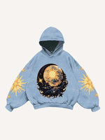 Moon&Sun&Star&Graphic Print Slant Pockets Hoodie