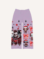 Christmas Horror Print Elastic Waist Pants