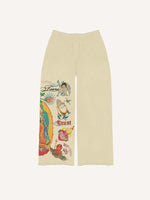 Cross&Figure&Pray&Graphic&Letter Print Elastic Waist Pants