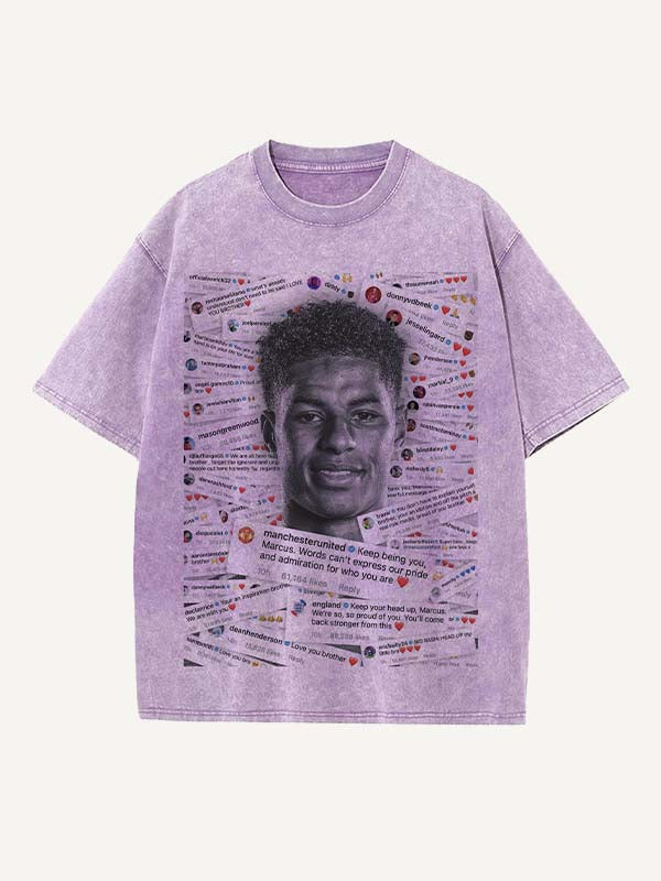 Marcus Rashford Print Round Neck T-shirt