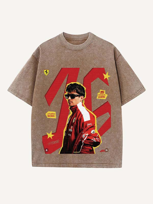 Charles Leclerc Print Round Neck T-shirt