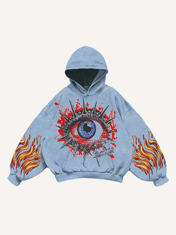 Eye&Graphic Print Slant Pockets Hoodie