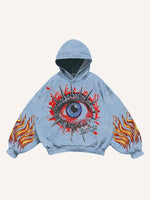 Eye&Graphic Print Slant Pockets Hoodie