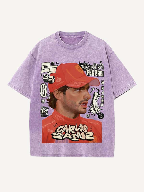 Carlos Sainz Print Round Neck T-shirt
