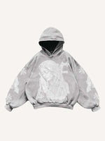 Mary&Pray&Pigeon&Letter Faux Rhinestones Print Slant Pockets Hoodie