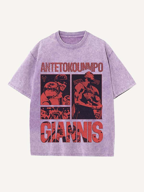 Giannis Antetokounmpo Print Round Neck T-shirt