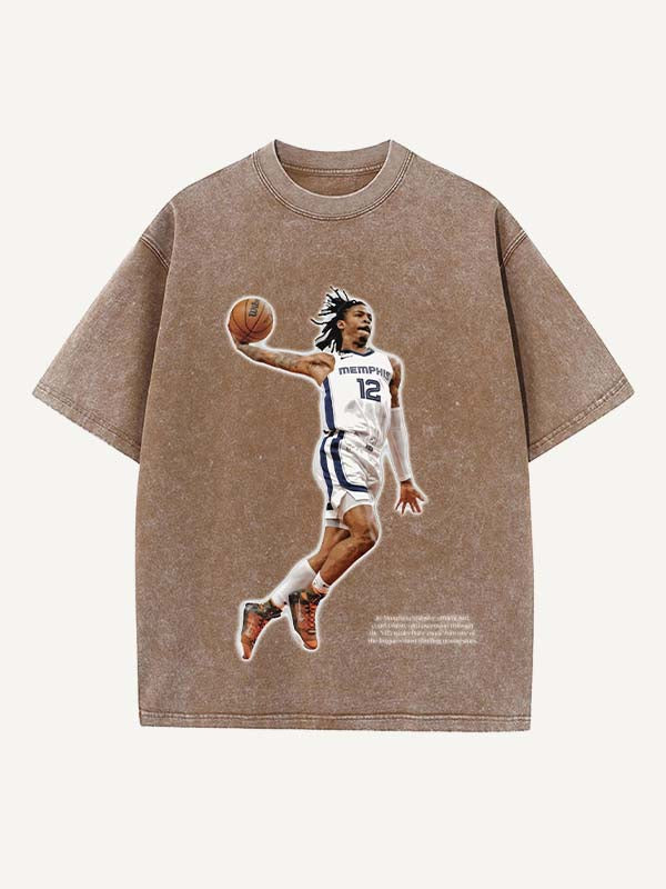 Ja Morant Print Round Neck T-shirt