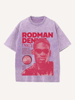 Dennis Rodman Print Round Neck T-shirt