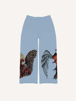 Half Angel Half Demon&Wing Print Elastic Waist Pants