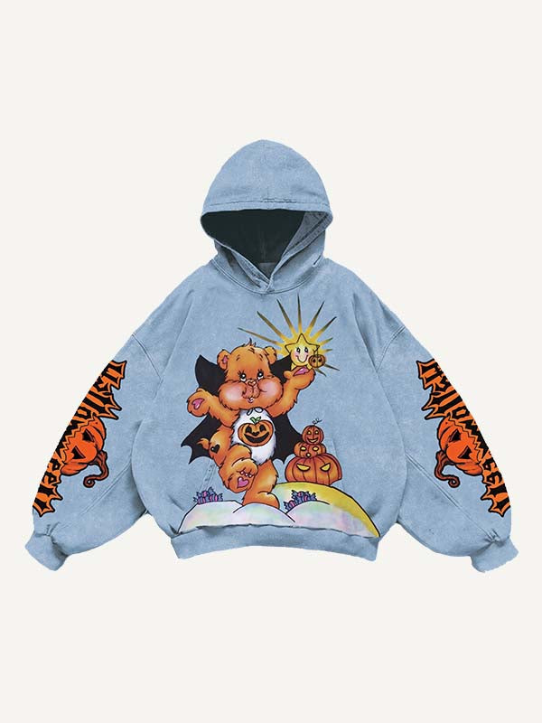 Halloween Care Bears&Strawberry Shortcake Print Slant Pockets Hoodie