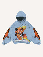 Halloween Care Bears&Strawberry Shortcake Print Slant Pockets Hoodie