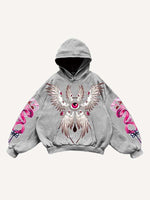 Eye&Wing&Graphic Print Slant Pockets Hoodie