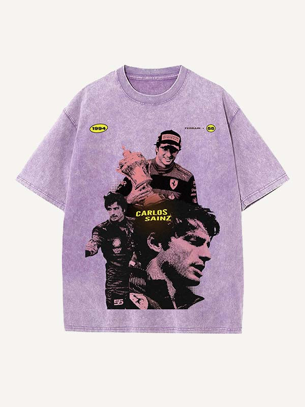 Carlos Sainz Print Round Neck T-shirt