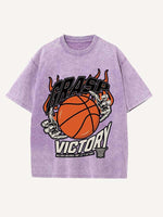 Basketball Aesthetic Print Round Neck T-shirt