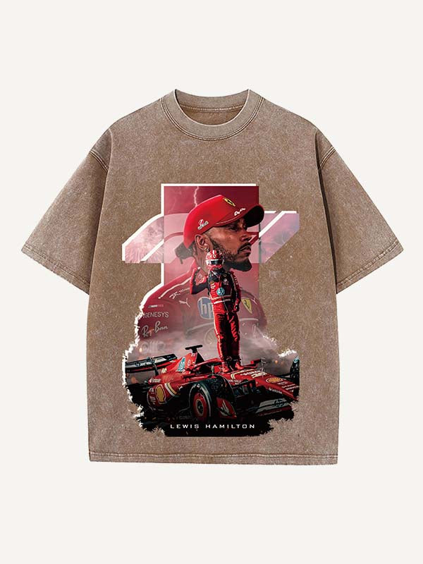Lewis Hamilton Print Round Neck T-shirt