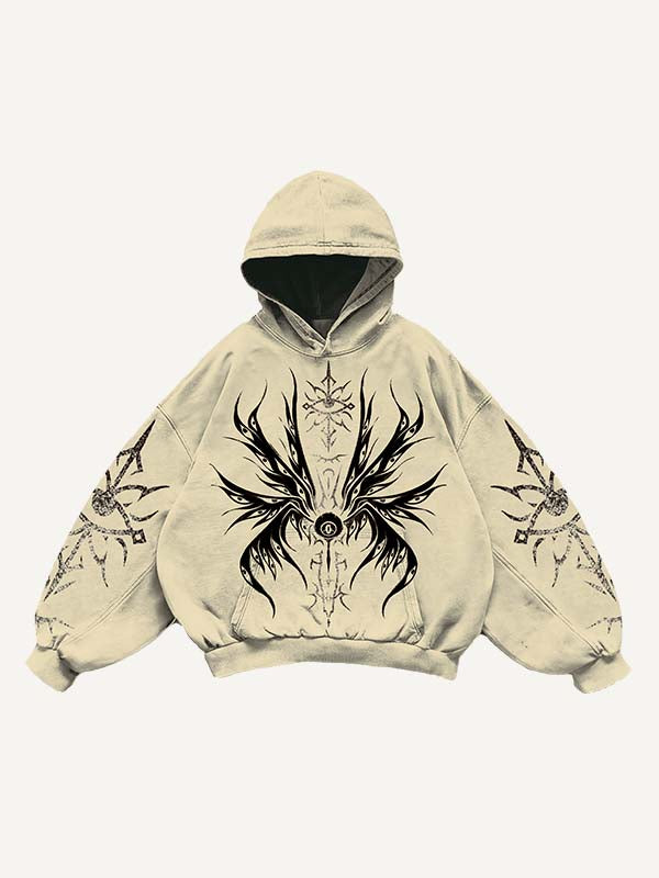 Eye&Wing&Graphic Print Slant Pockets Hoodie