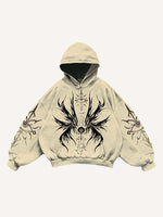 Eye&Wing&Graphic Print Slant Pockets Hoodie