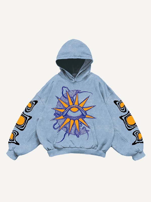 Moon&Eye&Graphic Print Slant Pockets Hoodie
