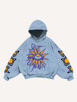 Moon&Eye&Graphic Print Slant Pockets Hoodie